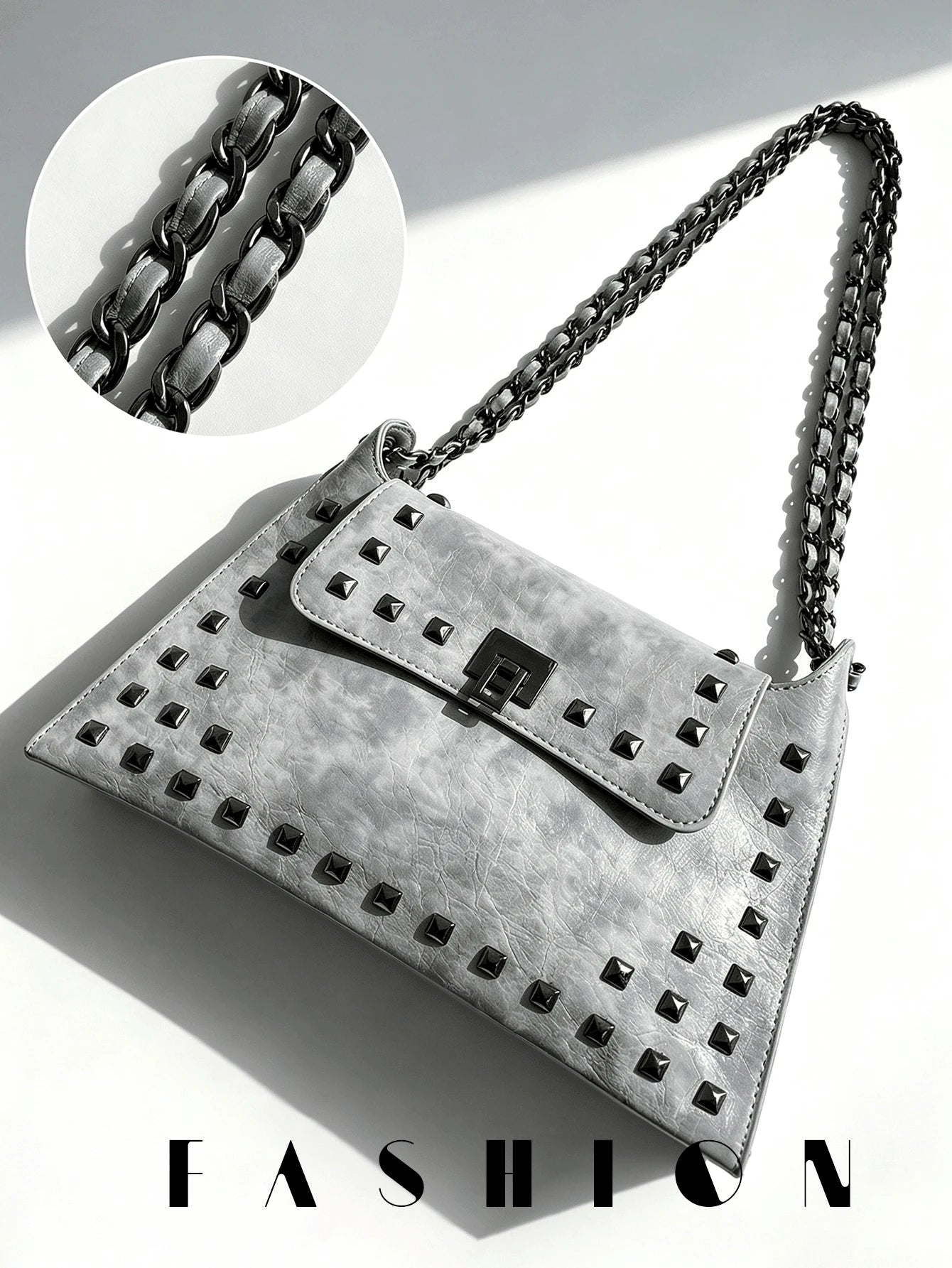 1 PC Studded Envelope-Style Shoulder Bag, Perfect For Shopping, Commuting, Street Style, And Casual Outings-A Spacious Women's Underarm Handbag
