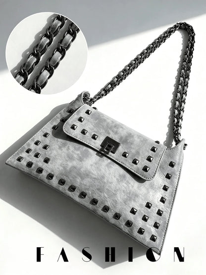 1 PC Studded Envelope-Style Shoulder Bag, Perfect For Shopping, Commuting, Street Style, And Casual Outings-A Spacious Women's Underarm Handbag