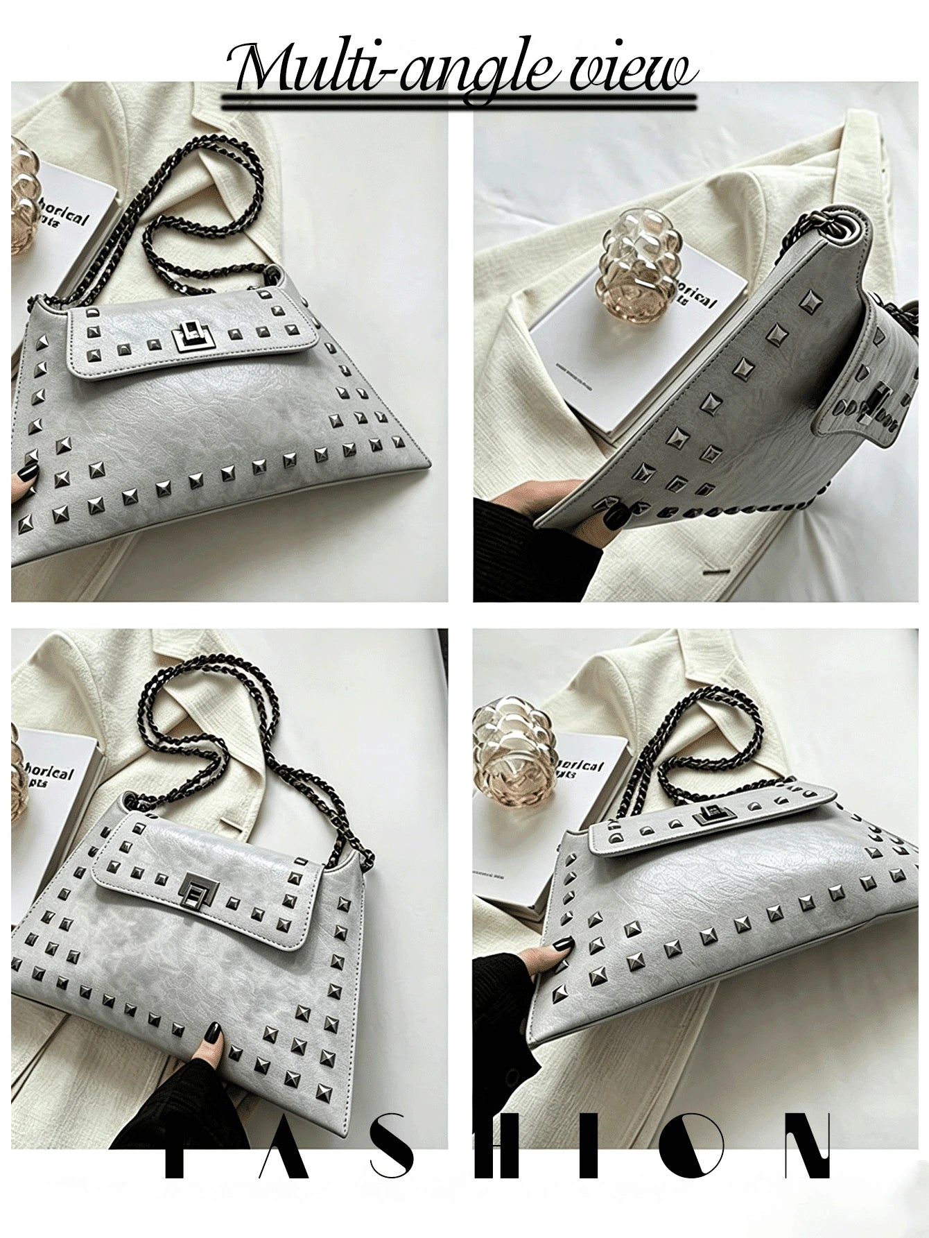 1 PC Studded Envelope-Style Shoulder Bag, Perfect For Shopping, Commuting, Street Style, And Casual Outings-A Spacious Women's Underarm Handbag