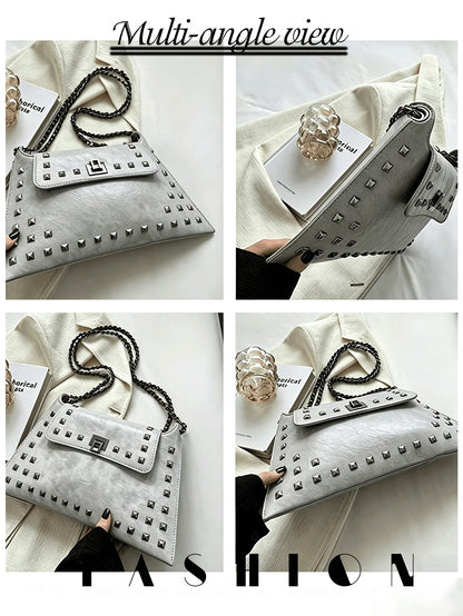 1 PC Studded Envelope-Style Shoulder Bag, Perfect For Shopping, Commuting, Street Style, And Casual Outings-A Spacious Women's Underarm Handbag