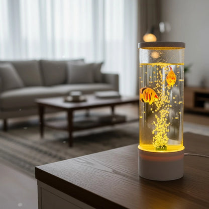 1 PCS Bubble Fish Lamp Aquarium Fish Tank Light Mood Light Cool Gift Color-Changing 3 Floating Fake Fish Aesthetic Home Office End Table Decor Gaming Room Auto Color Change