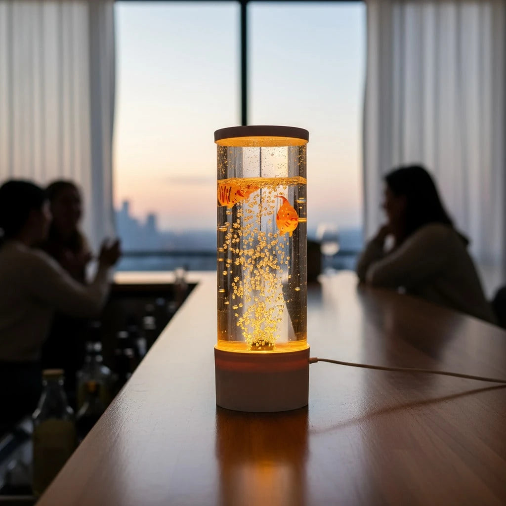 1 PCS Bubble Fish Lamp Aquarium Fish Tank Light Mood Light Cool Gift Color-Changing 3 Floating Fake Fish Aesthetic Home Office End Table Decor Gaming Room Auto Color Change