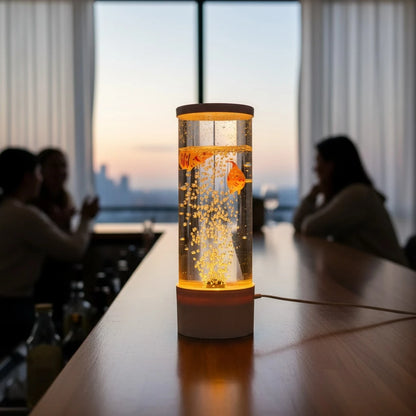 1 PCS Bubble Fish Lamp Aquarium Fish Tank Light Mood Light Cool Gift Color-Changing 3 Floating Fake Fish Aesthetic Home Office End Table Decor Gaming Room Auto Color Change