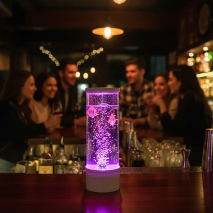 1 PCS Bubble Fish Lamp Aquarium Fish Tank Light Mood Light Cool Gift Color-Changing 3 Floating Fake Fish Aesthetic Home Office End Table Decor Gaming Room Auto Color Change