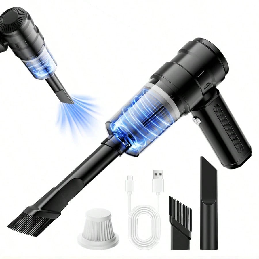 1 Piece Car Vacuum Cleaner, Equipped With Vacuum Cleaner And Computer Cleaning Crevice Accessories. Lightweight & Powerful Suction, USB Rechargeable With Long Battery Life.Suitable For Cars, RVs, Home