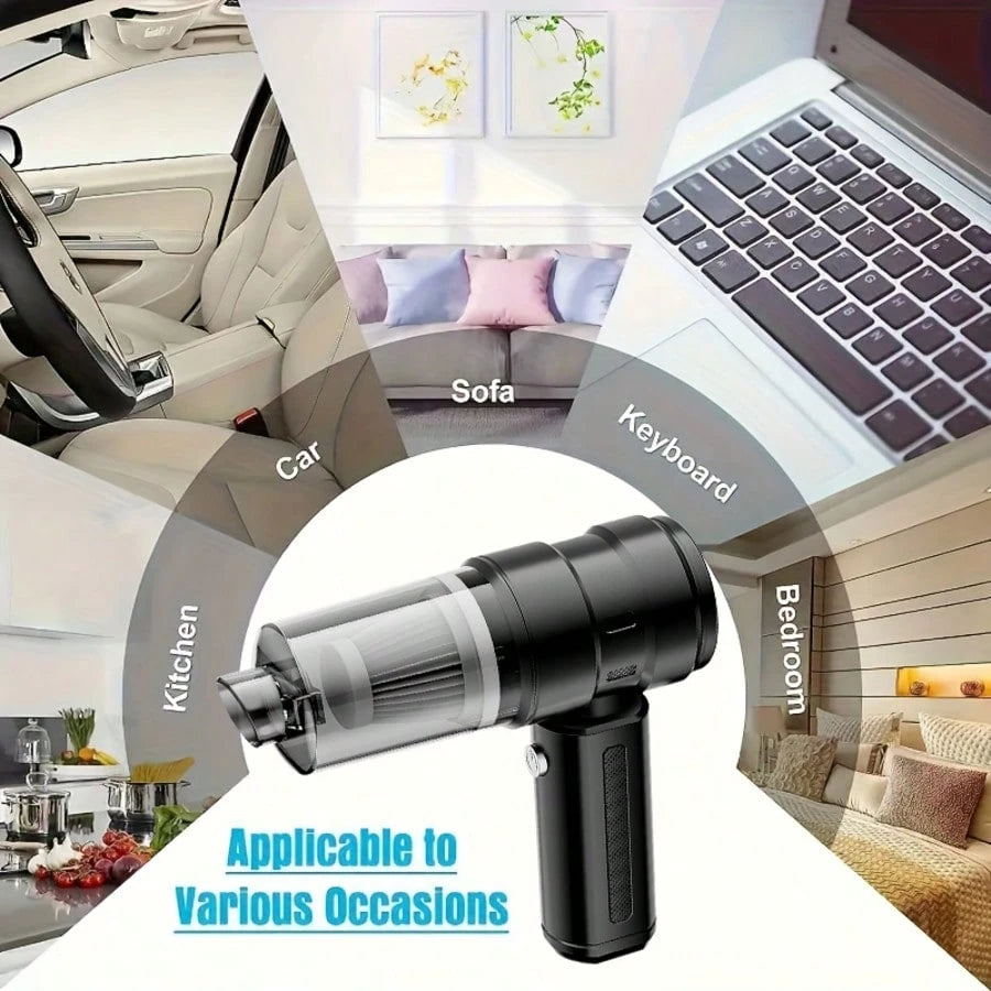 1 Piece Car Vacuum Cleaner, Equipped With Vacuum Cleaner And Computer Cleaning Crevice Accessories. Lightweight & Powerful Suction, USB Rechargeable With Long Battery Life.Suitable For Cars, RVs, Home