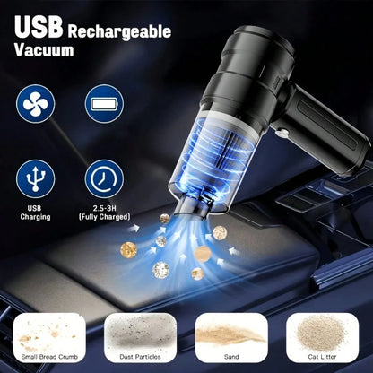 1 Piece Car Vacuum Cleaner, Equipped With Vacuum Cleaner And Computer Cleaning Crevice Accessories. Lightweight & Powerful Suction, USB Rechargeable With Long Battery Life.Suitable For Cars, RVs, Home
