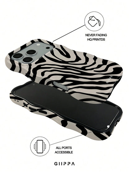 1 Piece Zebra Pattern Design, Wave-Shaped Phone 17 Pro Max Case, Compatible With Phone 16 Pro Max, 15 Pro Max, 14 Pro Max, Korean And Elegant Phone Case, Suitable For 11/12/13/14/15/16 Pro Max Plus, I