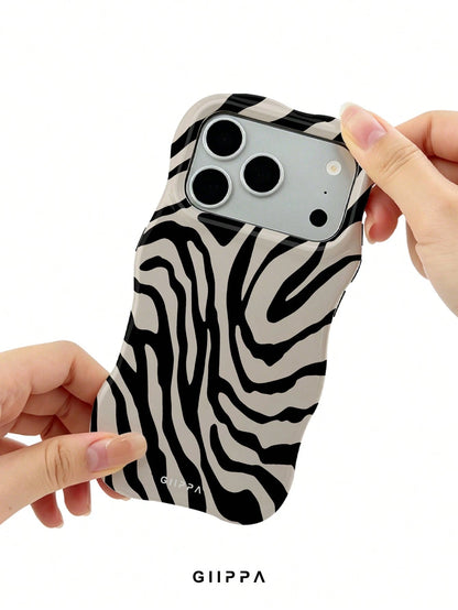 1 Piece Zebra Pattern Design, Wave-Shaped Phone 17 Pro Max Case, Compatible With Phone 16 Pro Max, 15 Pro Max, 14 Pro Max, Korean And Elegant Phone Case, Suitable For 11/12/13/14/15/16 Pro Max Plus, I