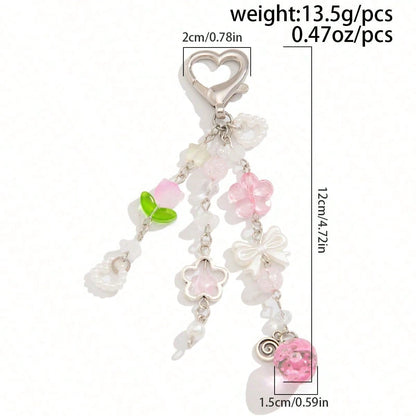 1 Set 4pcs Unisex Cute Strawberry Summer Fresh Fruit Keychain Couple Best Friend Gift Bag Charm