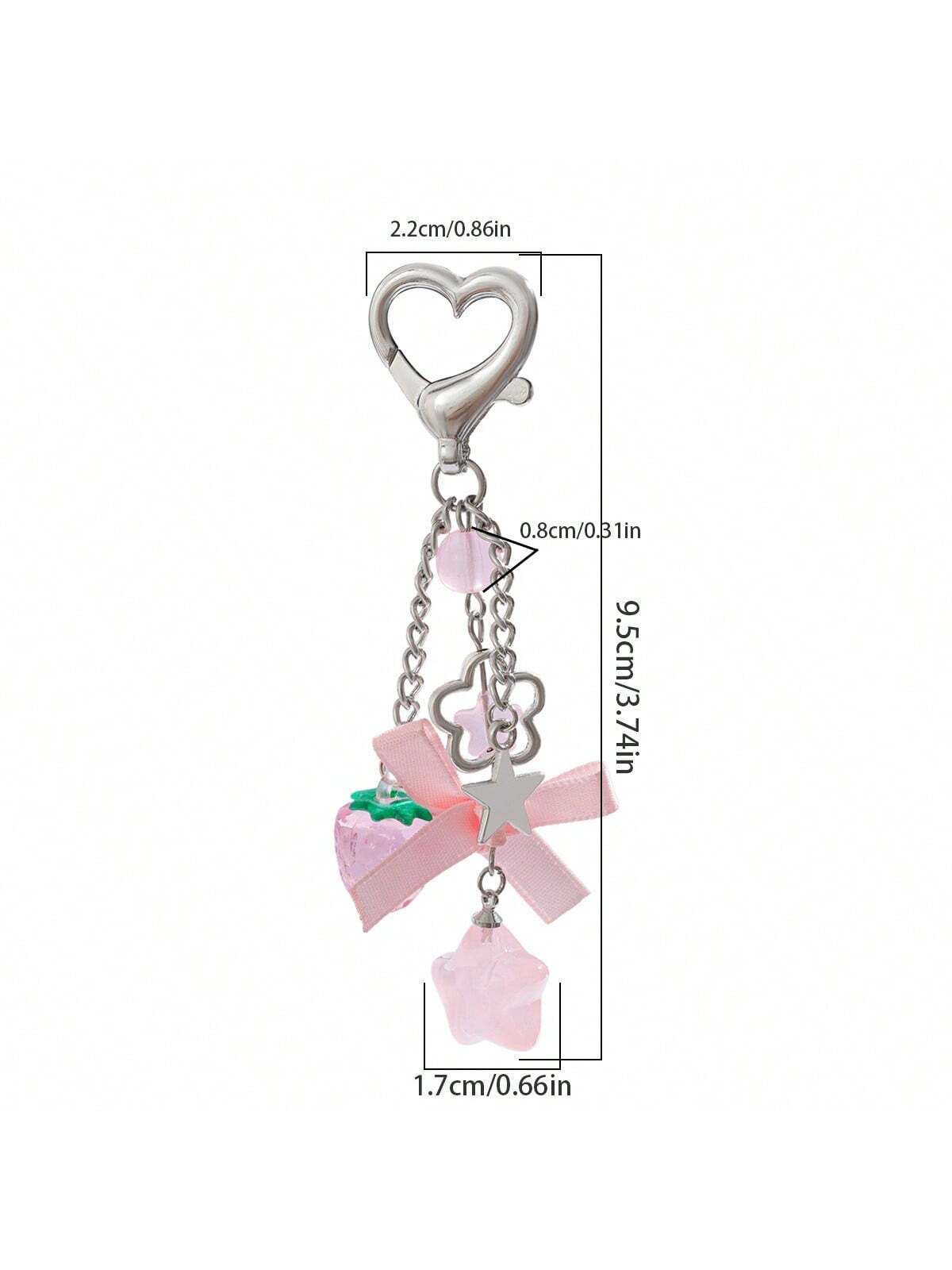 1 Set 4pcs Unisex Cute Strawberry Summer Fresh Fruit Keychain Couple Best Friend Gift Bag Charm