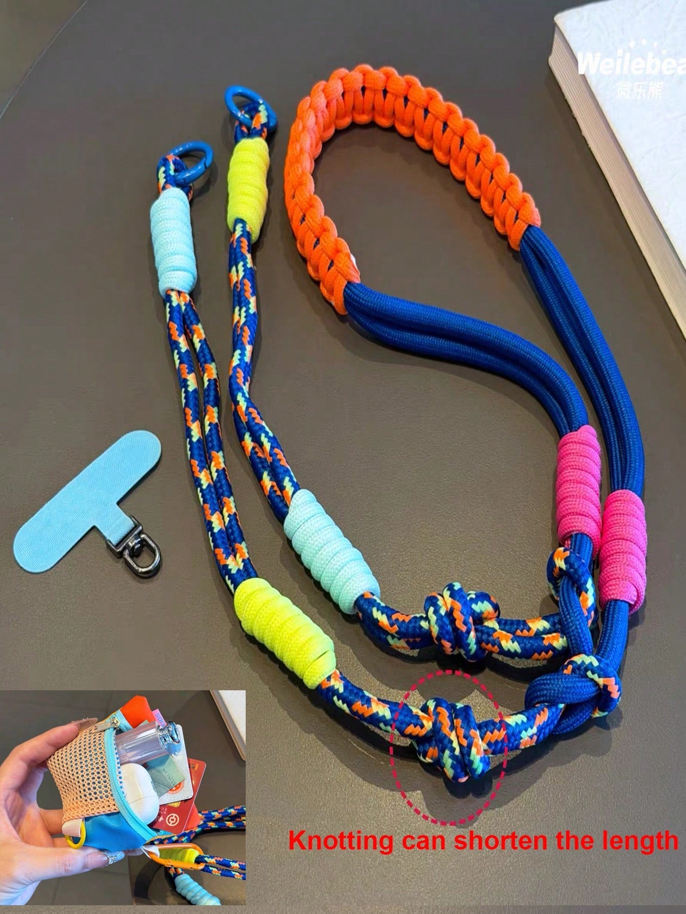 1 Set Contrast Color Braided Phone Lanyard With Coin Purse, Multi-Functional Detachable Crossbody Strap, Anti-Loss Phone Chain For Outdoor, Travel, Hiking, Unisex, Short Phone Holder, Smartphone Wrist
