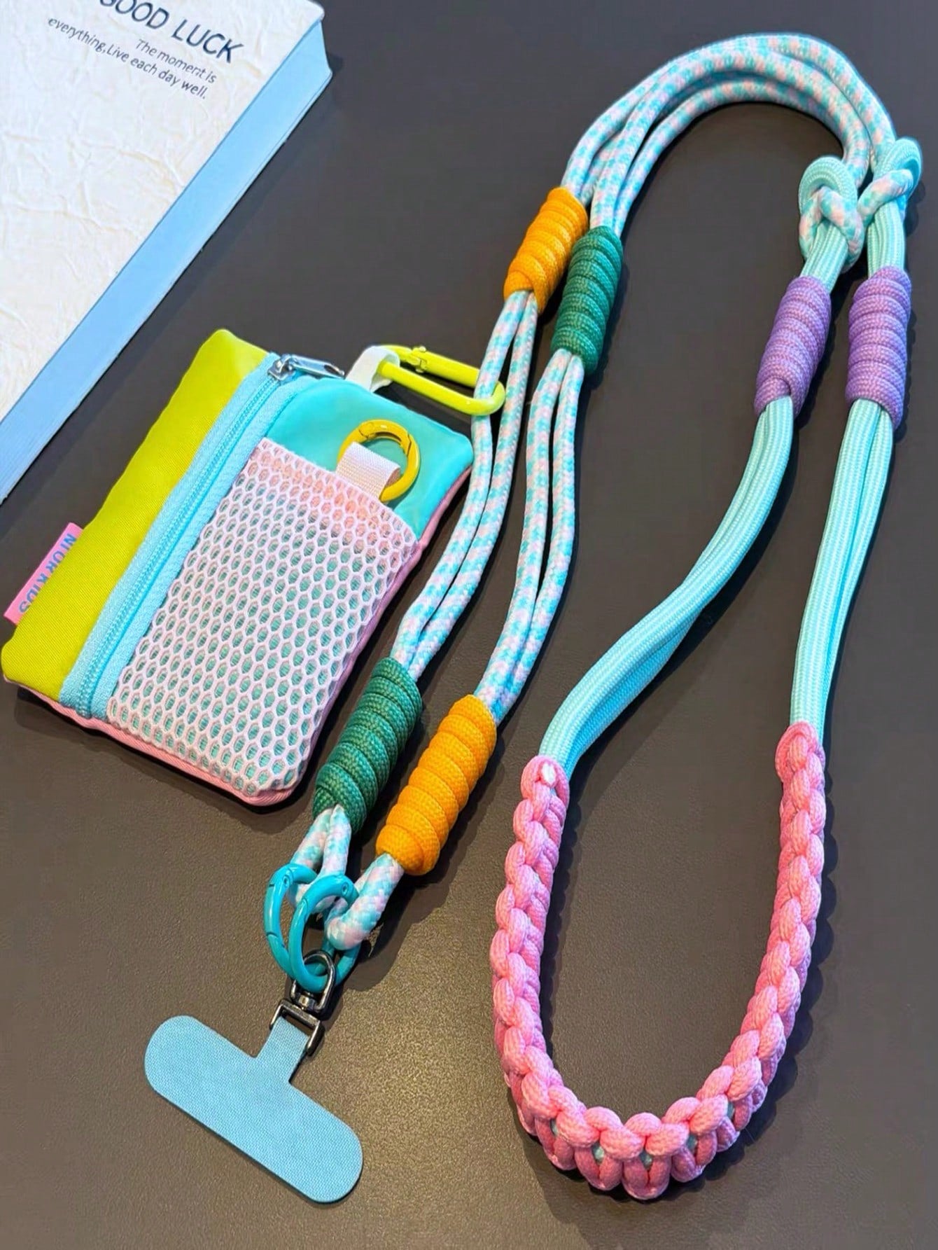 1 Set Contrast Color Braided Phone Lanyard With Coin Purse, Multi-Functional Detachable Crossbody Strap, Anti-Loss Phone Chain For Outdoor, Travel, Hiking, Unisex, Short Phone Holder, Smartphone Wrist