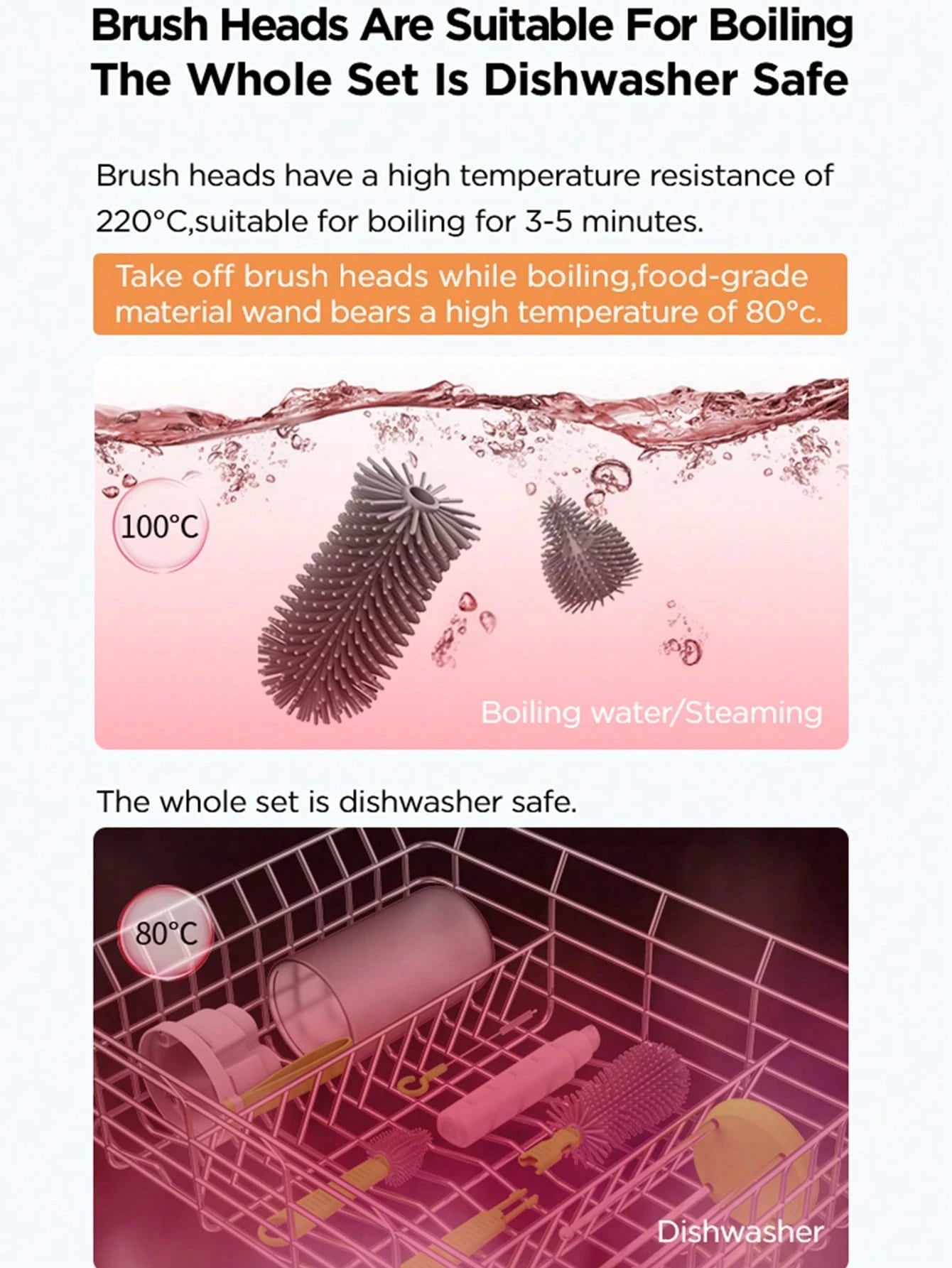 1 Set Portable Bottle Brush Kit, Silicone Bottle & Nipple Brush, Drying Rack, For Travel