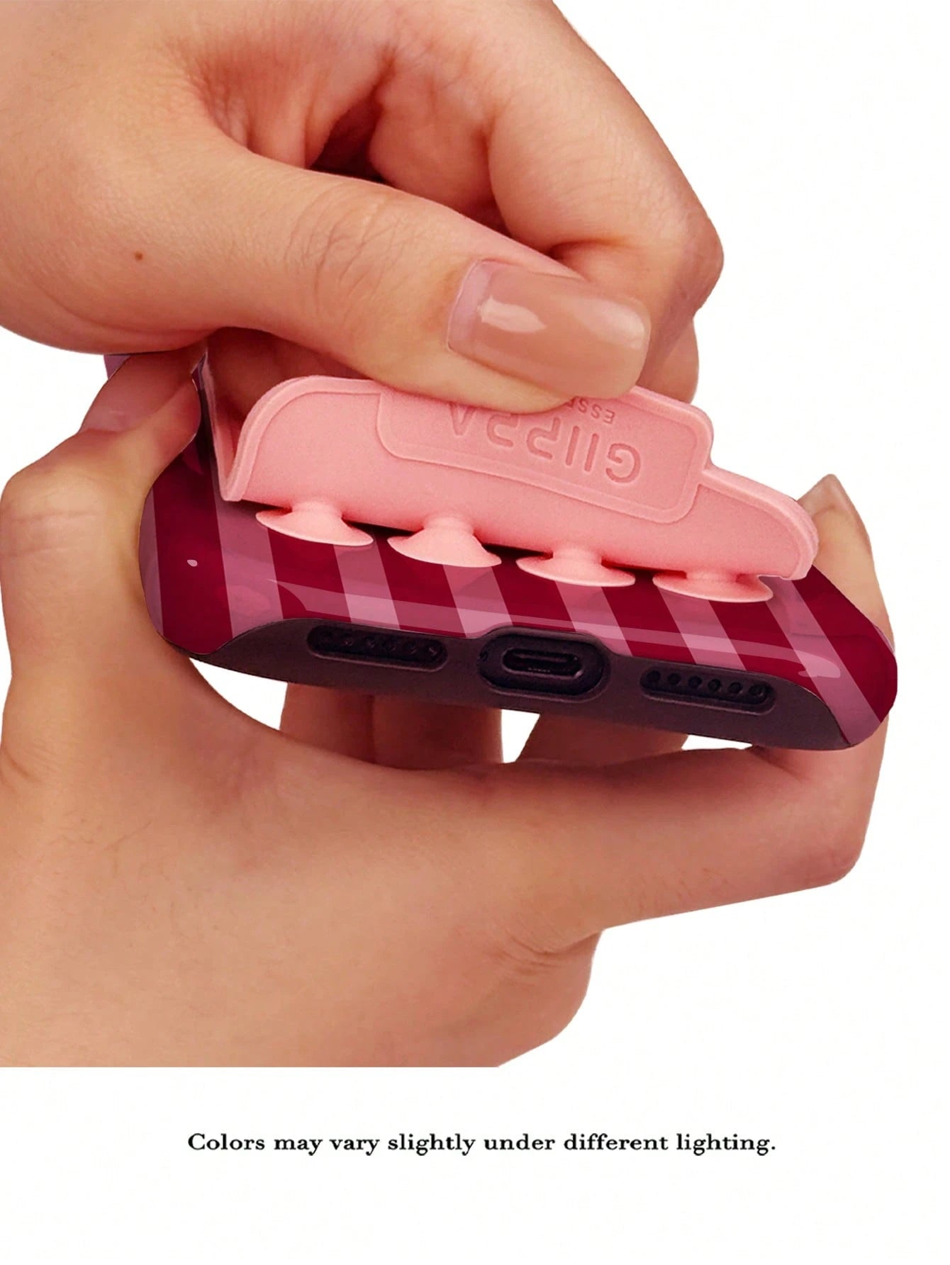 1 Set Red Striped Pattern Phone Case With Pink Suction Cup, Suitable For IPhone 17 Pro Max, 16 Pro Max, 15 Pro Max, 14 Pro Max, Korean Stylish And Interesting Phone Case, Compatible With IPhone 11/12