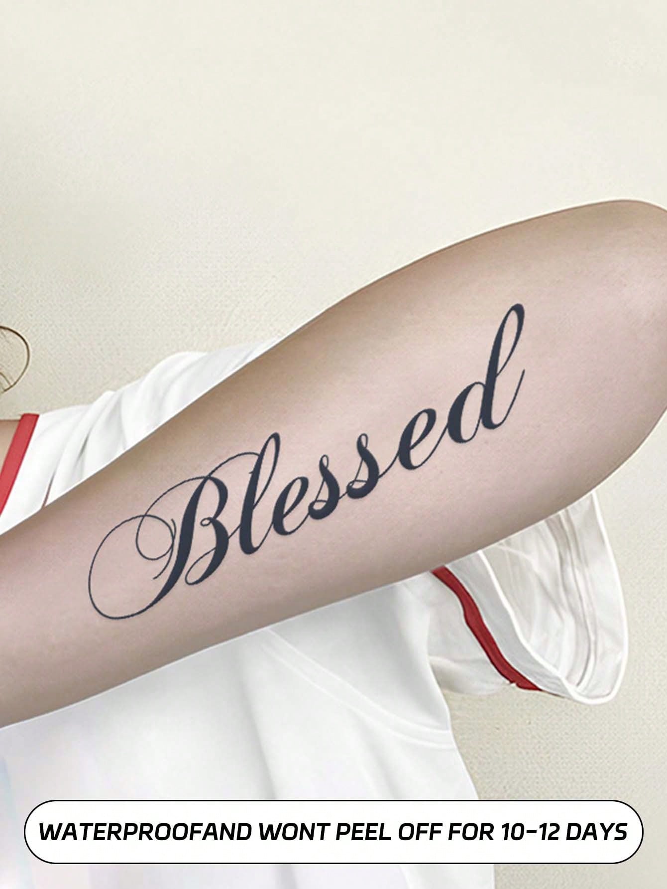 1 Sheet Creative English Short Phrase Tattoo Sticker, Waterproof, Lasts 1-2 Weeks Without Glare, Cool For Men & Women's Arms