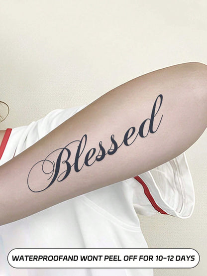 1 Sheet Creative English Short Phrase Tattoo Sticker, Waterproof, Lasts 1-2 Weeks Without Glare, Cool For Men & Women's Arms