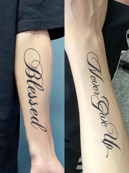 1 Sheet Creative English Short Phrase Tattoo Sticker, Waterproof, Lasts 1-2 Weeks Without Glare, Cool For Men & Women's Arms