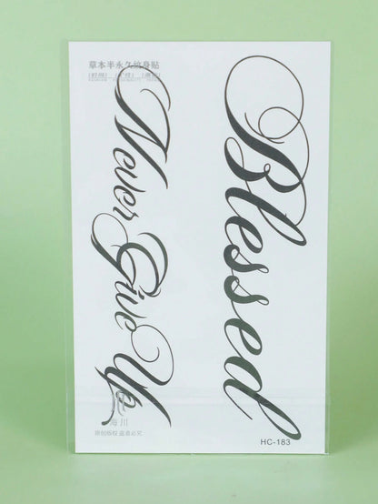 1 Sheet Creative English Short Phrase Tattoo Sticker, Waterproof, Lasts 1-2 Weeks Without Glare, Cool For Men & Women's Arms
