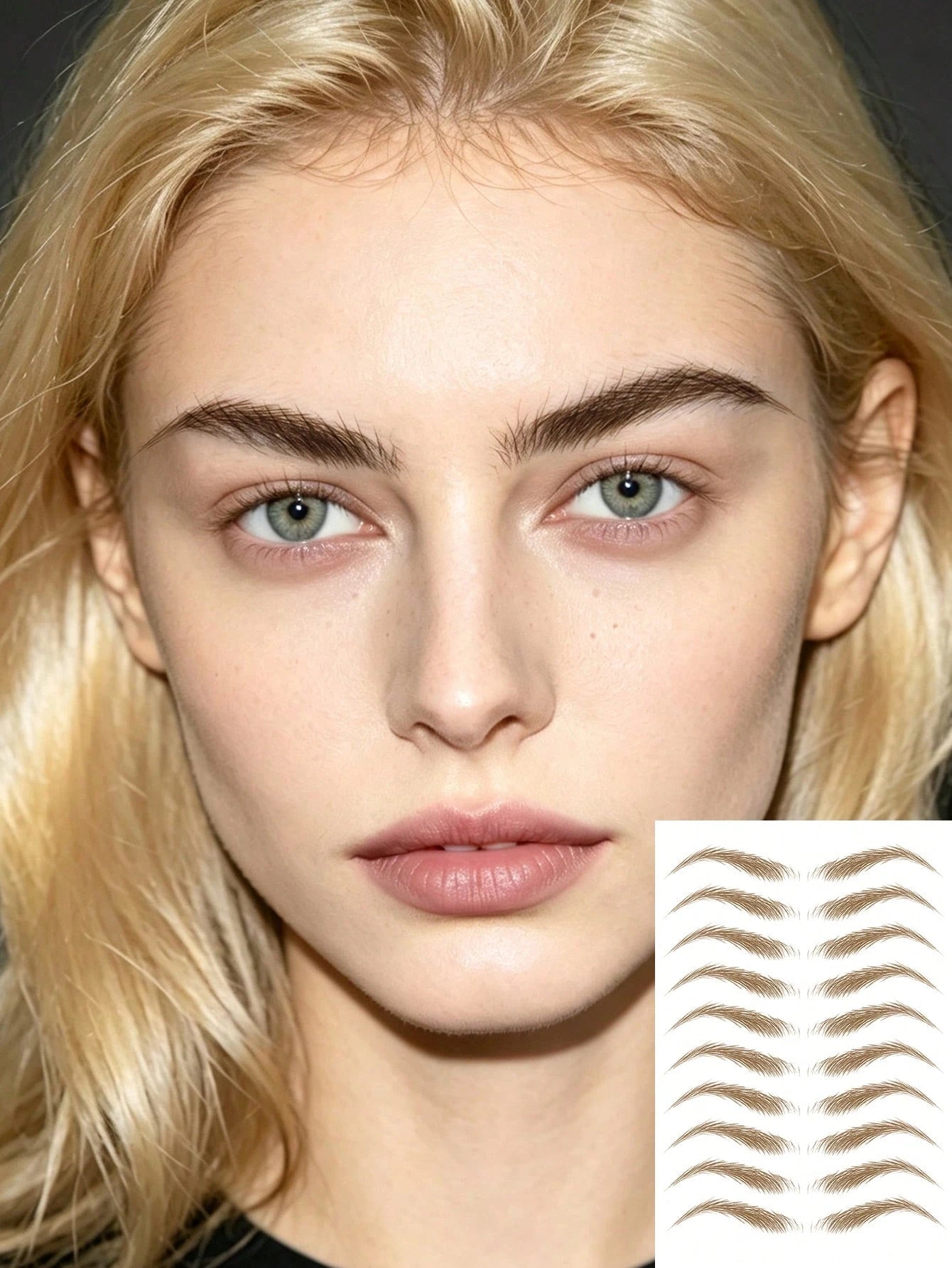 1 Sheet Long Lasting Light Brown Real Wild Eyebrow Tattoo Stickers, Waterproof Individual Hair Stroke Brow Stickers, Natural Imitation 4D Eyebrow Decals For Blonde Blonde Hair Women Daily Makeup
