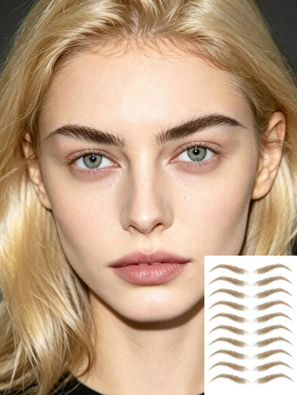 1 Sheet Long Lasting Light Brown Real Wild Eyebrow Tattoo Stickers, Waterproof Individual Hair Stroke Brow Stickers, Natural Imitation 4D Eyebrow Decals For Blonde Blonde Hair Women Daily Makeup