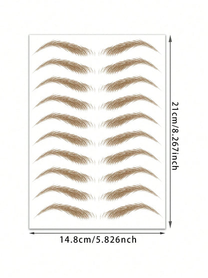 1 Sheet Long Lasting Light Brown Real Wild Eyebrow Tattoo Stickers, Waterproof Individual Hair Stroke Brow Stickers, Natural Imitation 4D Eyebrow Decals For Blonde Blonde Hair Women Daily Makeup