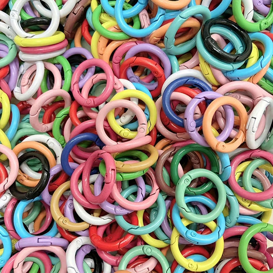 10/20/30/50pcs Colorful Zinc Alloy O-Rings Springs, 25mm Easy Open Key Rings, Suitable For DIY Jewelry And Crafts, Minimalist Hollow Design, Great For Dog Leash Connectors Etc, Multi-Color, Jewelry Ma