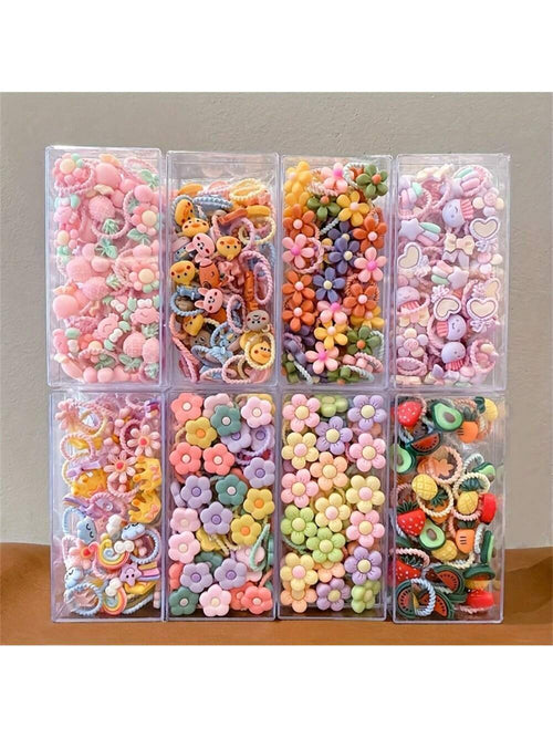 10/20/40/50/80/100pcs Mixed Cute Scrunchies Set- Women Colorful Elastic Hair Bands, Suitable For Ponytails And Braids Home Bathroom Decor Fall Decor Back To School Hair Accessories