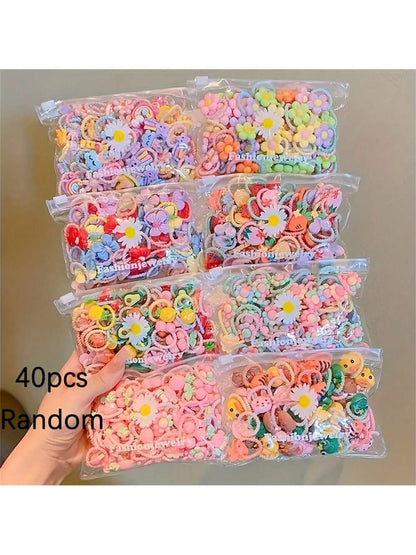 10/20/40/50/80/100pcs Mixed Cute Scrunchies Set- Women Colorful Elastic Hair Bands, Suitable For Ponytails And Braids Home Bathroom Decor Fall Decor Back To School Hair Accessories