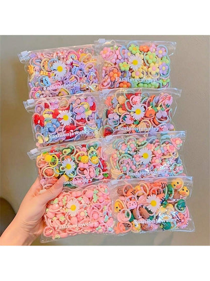 10/20/40/50/80/100pcs Mixed Cute Scrunchies Set- Women Colorful Elastic Hair Bands, Suitable For Ponytails And Braids Home Bathroom Decor Fall Decor Back To School Hair Accessories