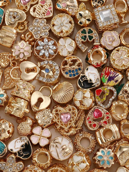 10/20PCS Christmas Random Charms Various Themes Beads Pendant For DIY Bracelet Rhinestone Design- Animals/Plants/Flowers/Pets/Sports/Cartoon/Ocean/MothersDay/Valentine's/Friends/Family/Stars/Moon/Sun