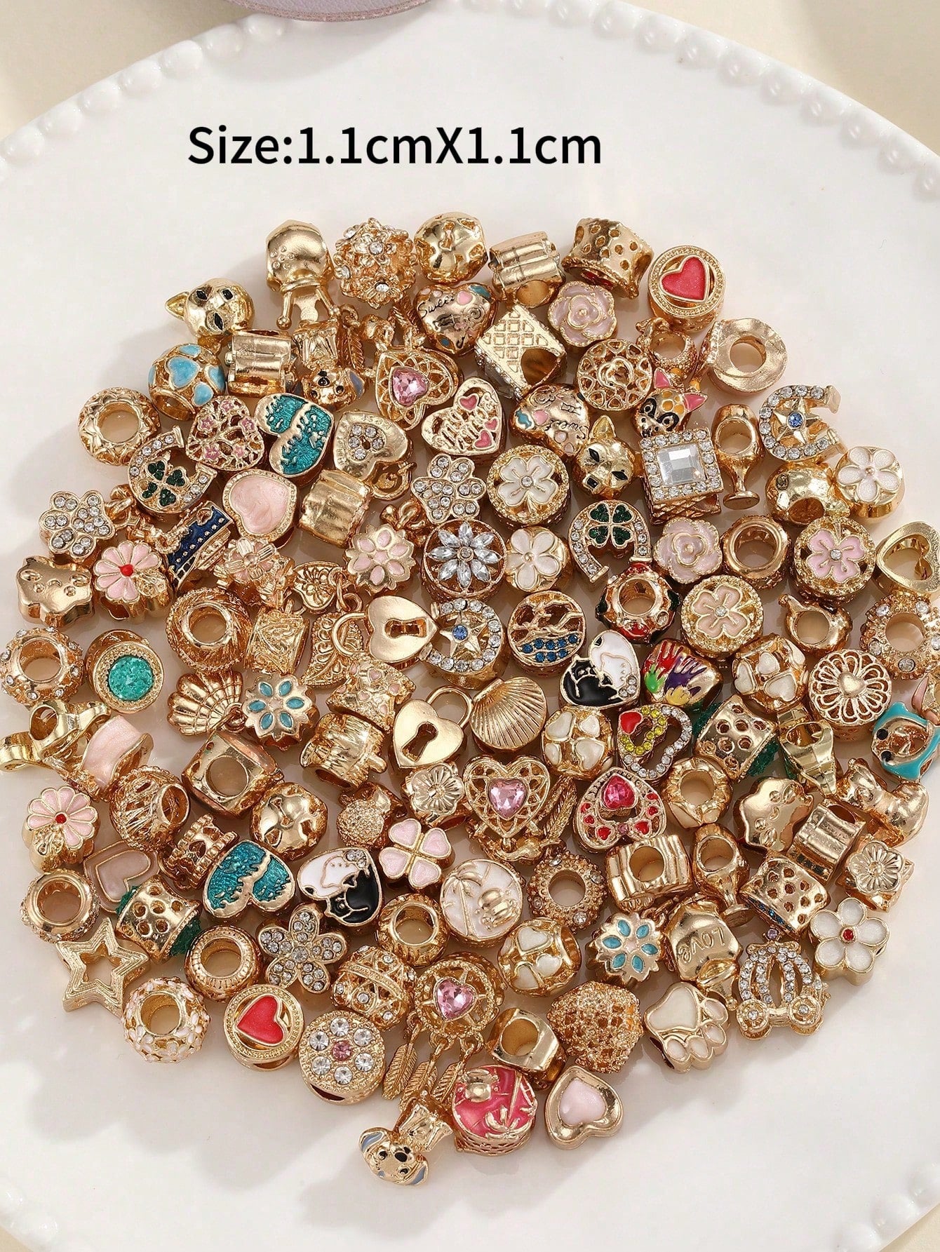 10/20PCS Christmas Random Charms Various Themes Beads Pendant For DIY Bracelet Rhinestone Design- Animals/Plants/Flowers/Pets/Sports/Cartoon/Ocean/MothersDay/Valentine's/Friends/Family/Stars/Moon/Sun
