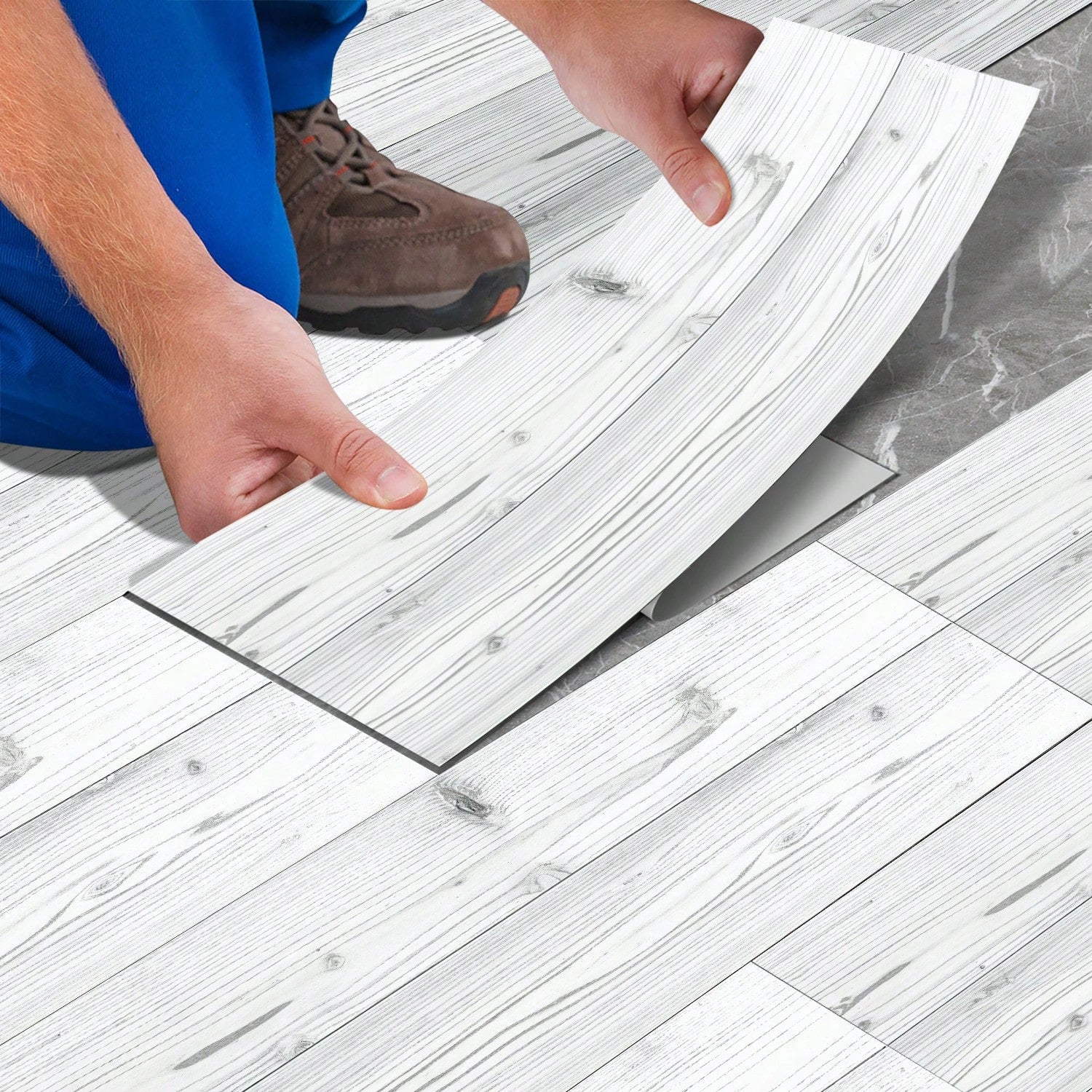 10/20pcs Wood Grain Floor Stickers, Peel And Stick PVC Floor Stickers, Thickened Vinyl Waterproof Floor Tile Stickers, Suitable For Kitchen, Bathroom, Living Room Decoration, 5.91*15.75 Inches