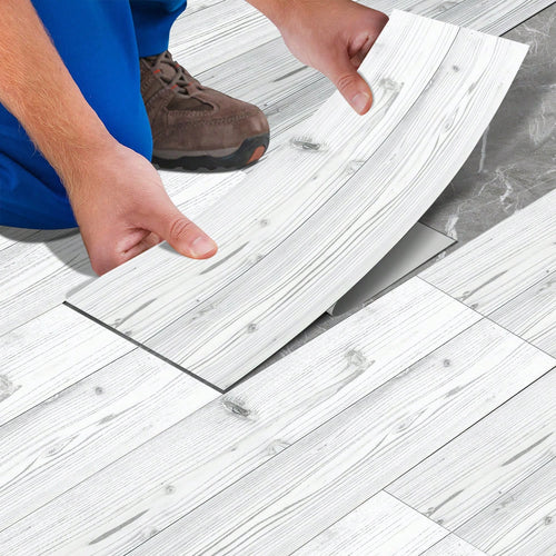 10/20pcs Wood Grain Floor Stickers, Peel And Stick PVC Floor Stickers, Thickened Vinyl Waterproof Floor Tile Stickers, Suitable For Kitchen, Bathroom, Living Room Decoration, 5.91*15.75 Inches