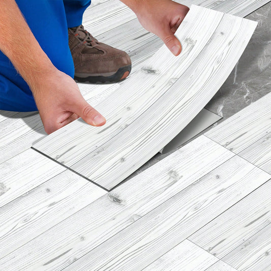 10/20pcs Wood Grain Floor Stickers, Peel And Stick PVC Floor Stickers, Thickened Vinyl Waterproof Floor Tile Stickers, Suitable For Kitchen, Bathroom, Living Room Decoration, 5.91*15.75 Inches