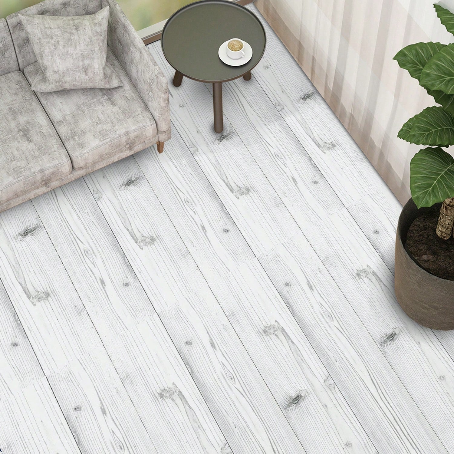 10/20pcs Wood Grain Floor Stickers, Peel And Stick PVC Floor Stickers, Thickened Vinyl Waterproof Floor Tile Stickers, Suitable For Kitchen, Bathroom, Living Room Decoration, 5.91*15.75 Inches