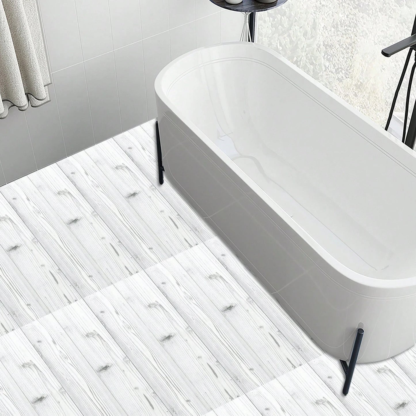 10/20pcs Wood Grain Floor Stickers, Peel And Stick PVC Floor Stickers, Thickened Vinyl Waterproof Floor Tile Stickers, Suitable For Kitchen, Bathroom, Living Room Decoration, 5.91*15.75 Inches