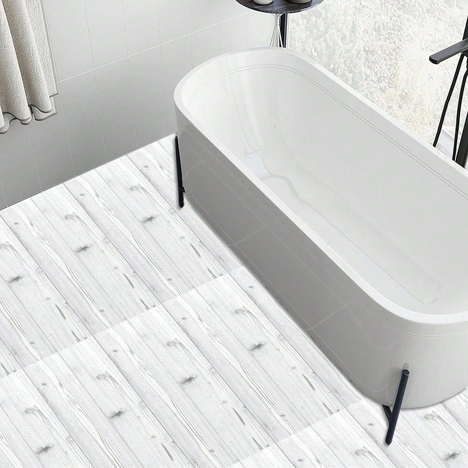 10/20pcs Wood Grain Floor Stickers, Peel And Stick PVC Floor Stickers, Thickened Vinyl Waterproof Floor Tile Stickers, Suitable For Kitchen, Bathroom, Living Room Decoration, 5.91*15.75 Inches