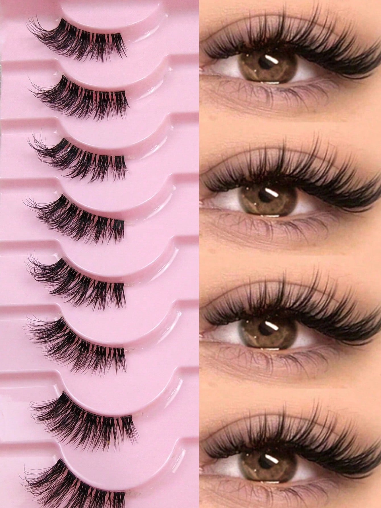 10 Pairs Half Lashes Clear Band Eyelashes Cat Eye False Eyelashes Transparent Band Short Soft Curly 3D Faux Mink Eyelashes Soft Makeup Manga Eyelashes Strip Lashes,Lashes,Eyelashes,Fake Lashes
