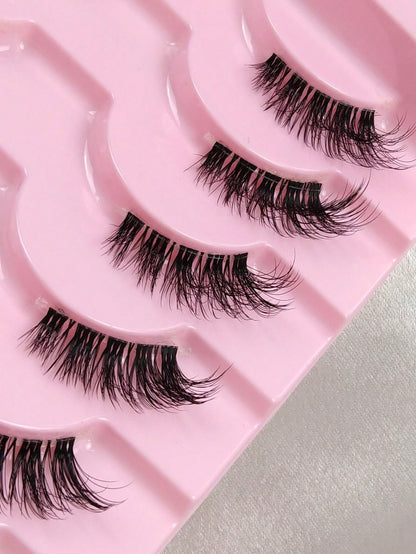 10 Pairs Half Lashes Clear Band Eyelashes Cat Eye False Eyelashes Transparent Band Short Soft Curly 3D Faux Mink Eyelashes Soft Makeup Manga Eyelashes Strip Lashes,Lashes,Eyelashes,Fake Lashes