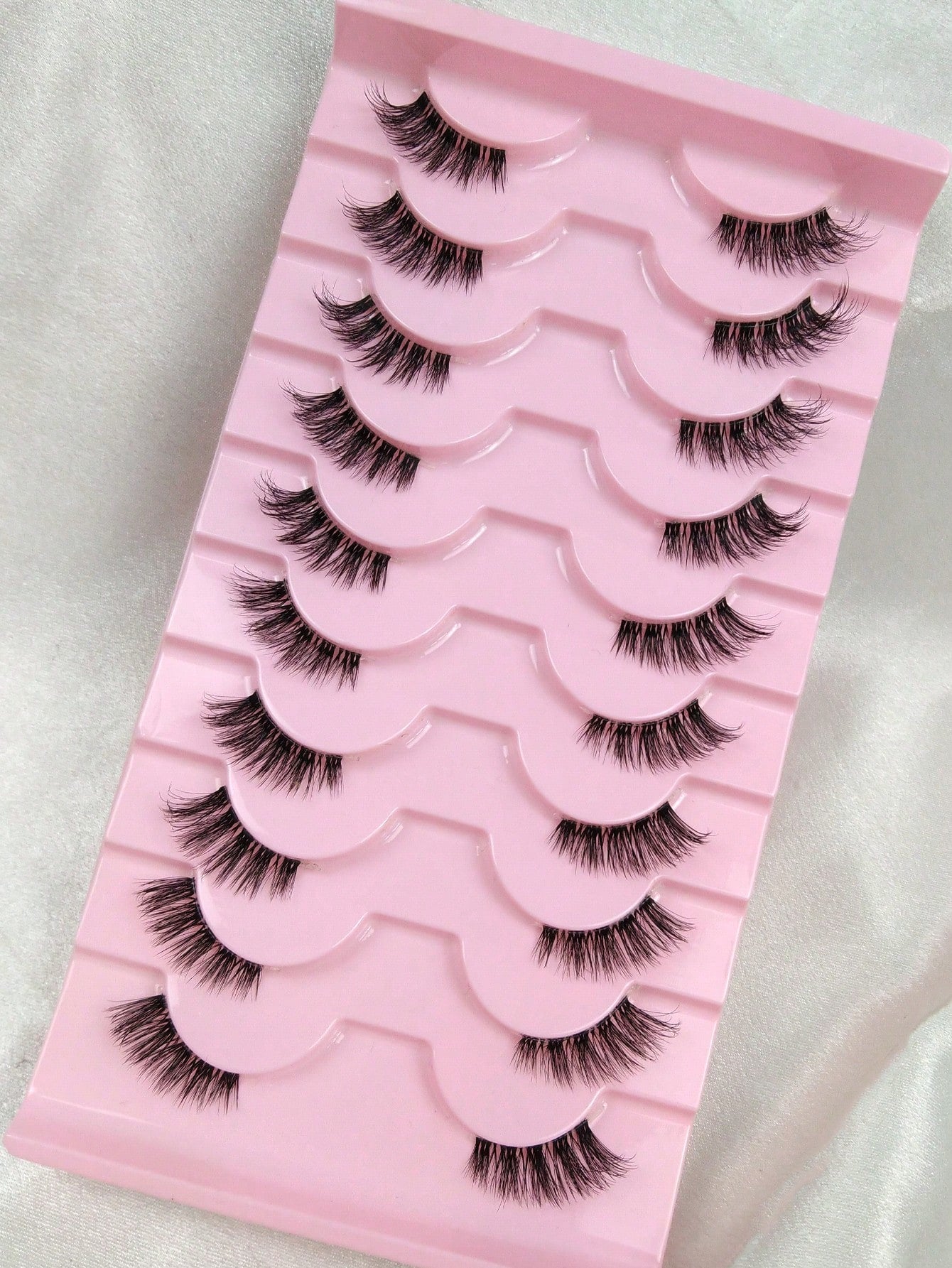10 Pairs Half Lashes Clear Band Eyelashes Cat Eye False Eyelashes Transparent Band Short Soft Curly 3D Faux Mink Eyelashes Soft Makeup Manga Eyelashes Strip Lashes,Lashes,Eyelashes,Fake Lashes