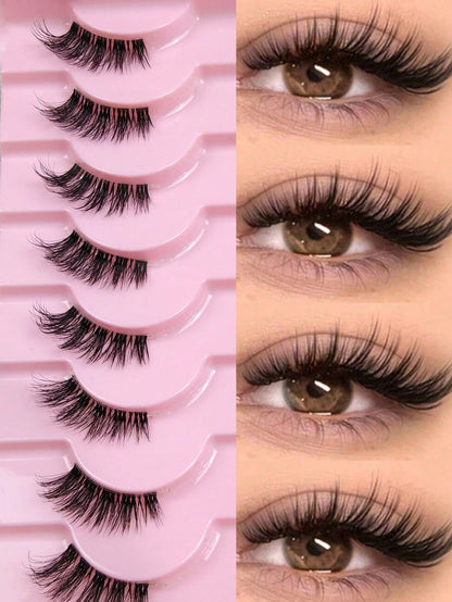 10 Pairs Half Lashes Clear Band Eyelashes Cat Eye False Eyelashes Transparent Band Short Soft Curly 3D Faux Mink Eyelashes Soft Makeup Manga Eyelashes Strip Lashes,Lashes,Eyelashes,Fake Lashes