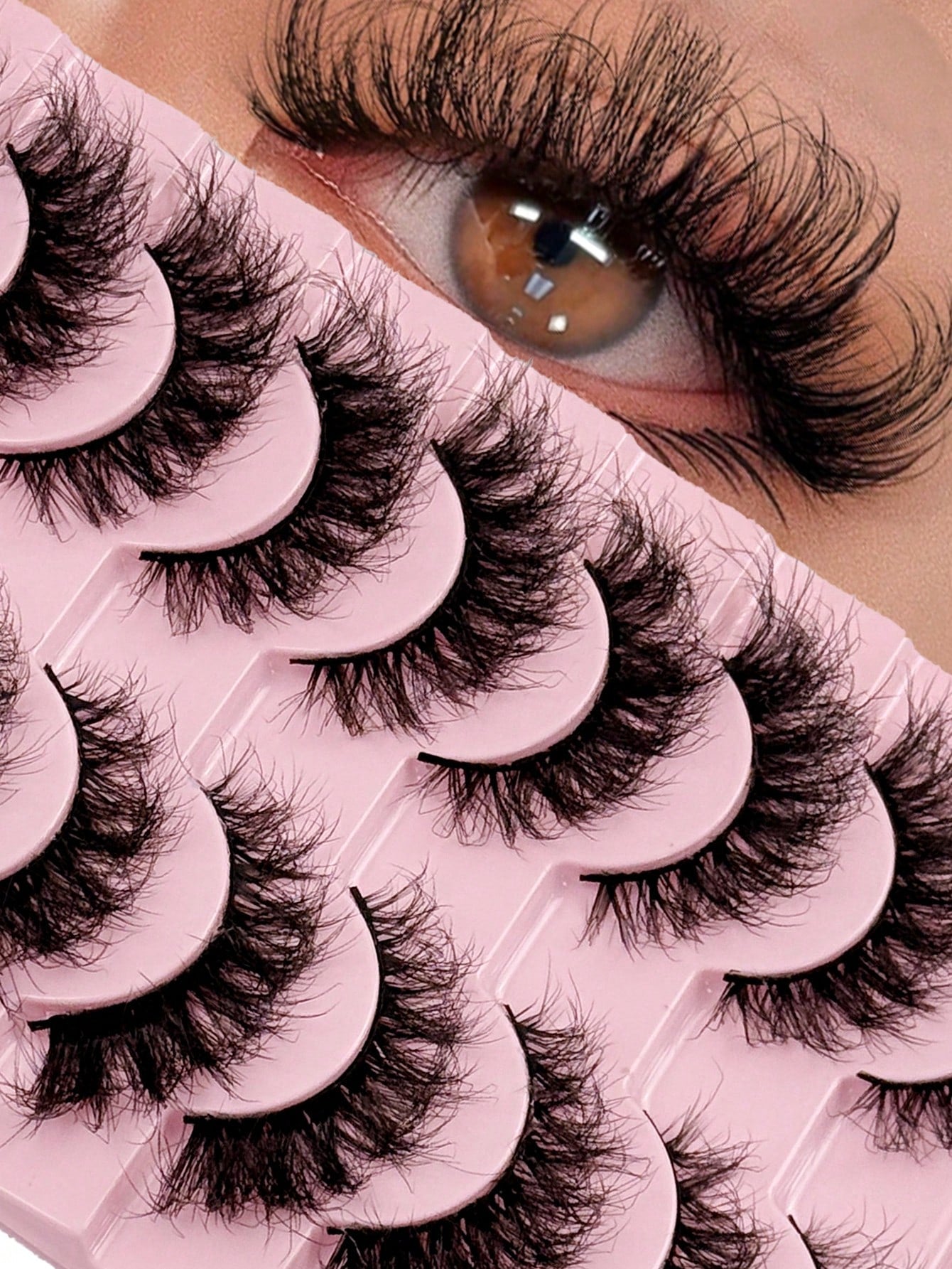 10 Pairs Natural Slender And Messy Soft Fluffy Criss-Cross Lengthening Thick Faux Mink Eyelashes Strip Eyelashes Lashes Dramatic Makeup Suitable For Wearing At A Dance Party