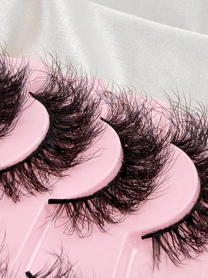 10 Pairs Natural Slender And Messy Soft Fluffy Criss-Cross Lengthening Thick Faux Mink Eyelashes Strip Eyelashes Lashes Dramatic Makeup Suitable For Wearing At A Dance Party