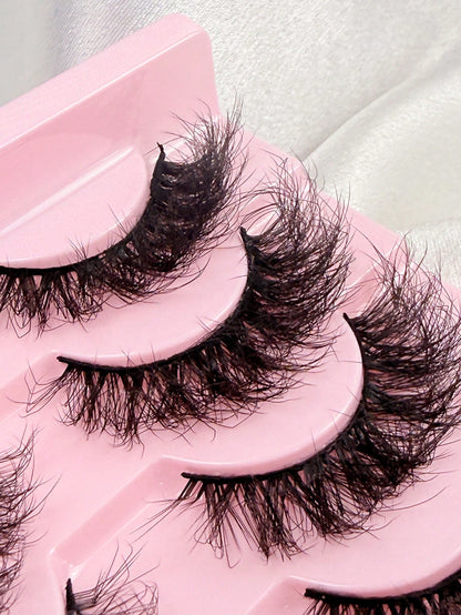 10 Pairs Natural Slender And Messy Soft Fluffy Criss-Cross Lengthening Thick Faux Mink Eyelashes Strip Eyelashes Lashes Dramatic Makeup Suitable For Wearing At A Dance Party