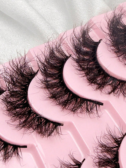 10 Pairs Natural Slender And Messy Soft Fluffy Criss-Cross Lengthening Thick Faux Mink Eyelashes Strip Eyelashes Lashes Dramatic Makeup Suitable For Wearing At A Dance Party