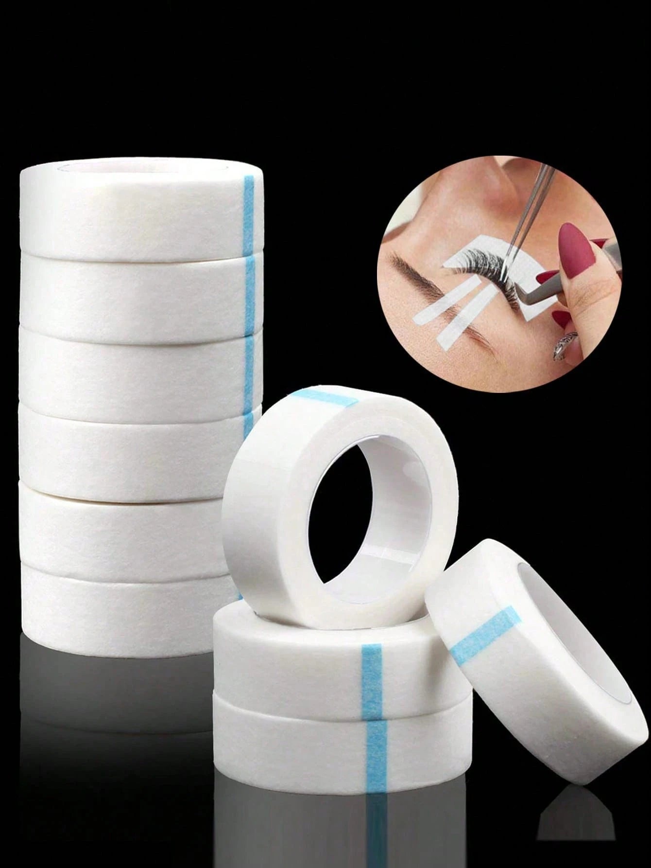 10 Rolls Eyelash Extension Tape, Micro-Porous Breathable Eyelash Extension Tape, Eyelash Pads, Under Eye Patches, Lint-Free, White Adhesive Cloth Tape, Suitable For Makeup/Personal/Professional Eyelas