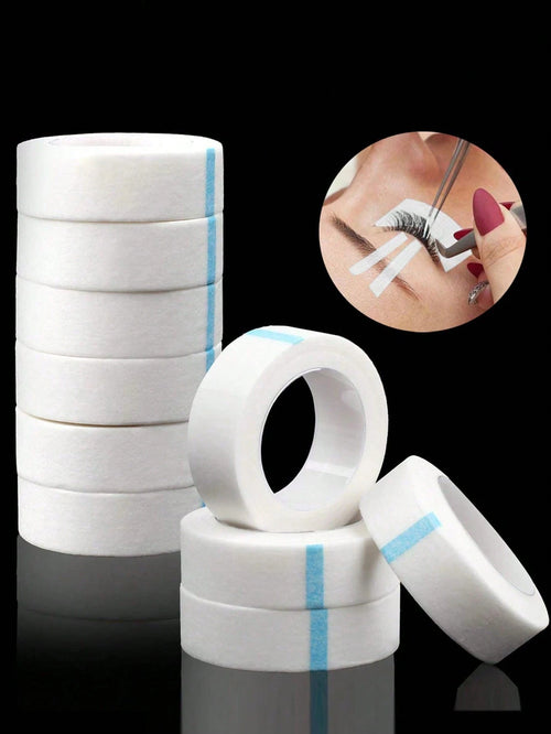 10 Rolls Eyelash Extension Tape, Micro-Porous Breathable Eyelash Extension Tape, Eyelash Pads, Under Eye Patches, Lint-Free, White Adhesive Cloth Tape, Suitable For Makeup/Personal/Professional Eyelas