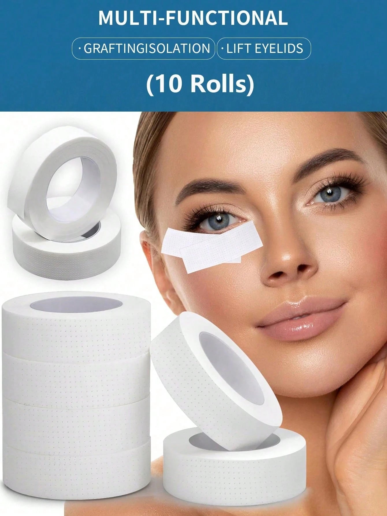 10 Rolls Eyelash Extension Tape, Micro-Porous Breathable Eyelash Extension Tape, Eyelash Pads, Under Eye Patches, Lint-Free, White Adhesive Cloth Tape, Suitable For Makeup/Personal/Professional Eyelas