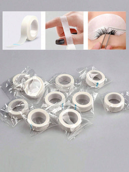 10 Rolls Eyelash Extension Tape, Micro-Porous Breathable Eyelash Extension Tape, Eyelash Pads, Under Eye Patches, Lint-Free, White Adhesive Cloth Tape, Suitable For Makeup/Personal/Professional Eyelas